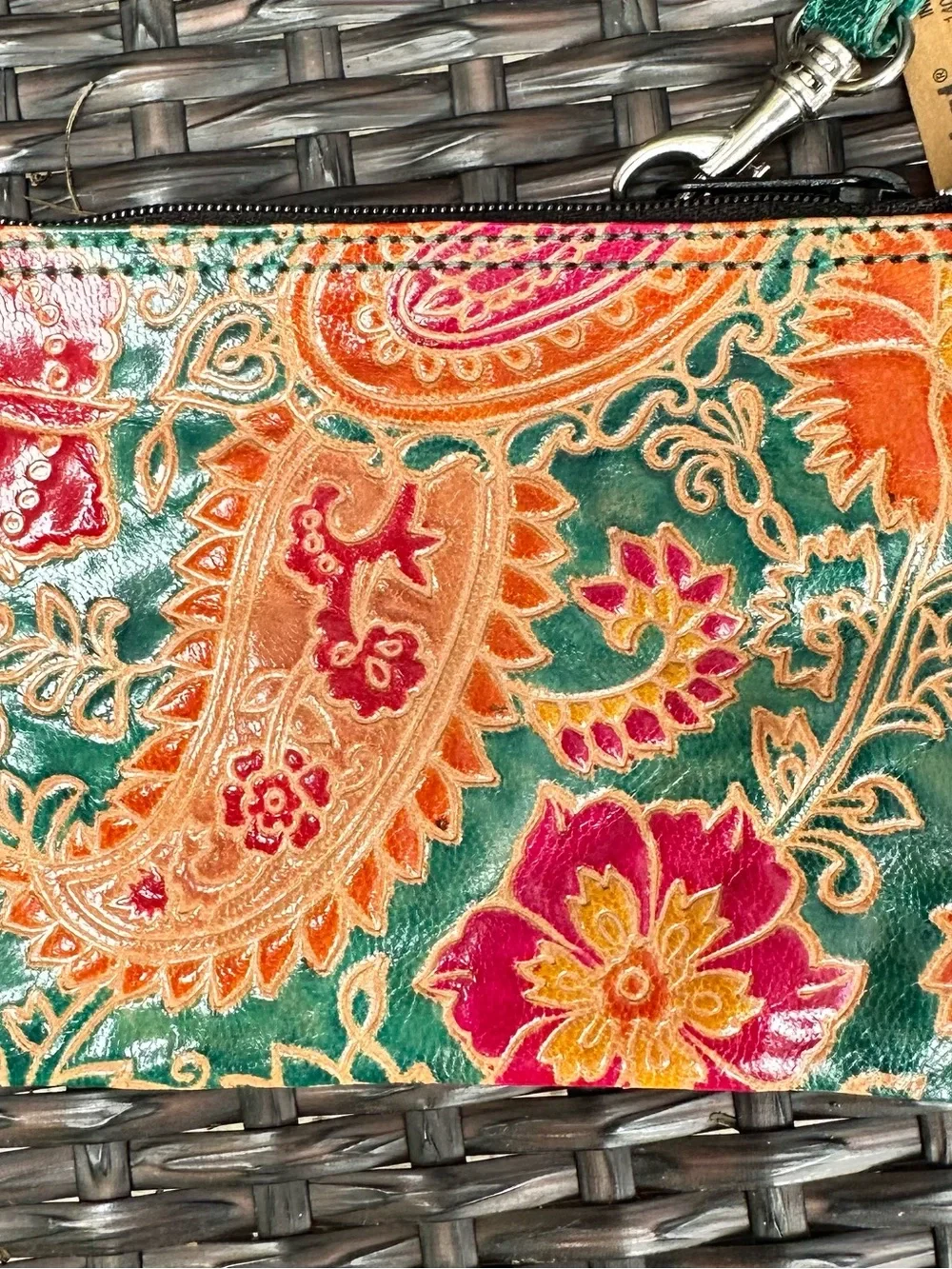 Pier 1 Colorful Wristlet and Mirror Compact Set Made in India NWT